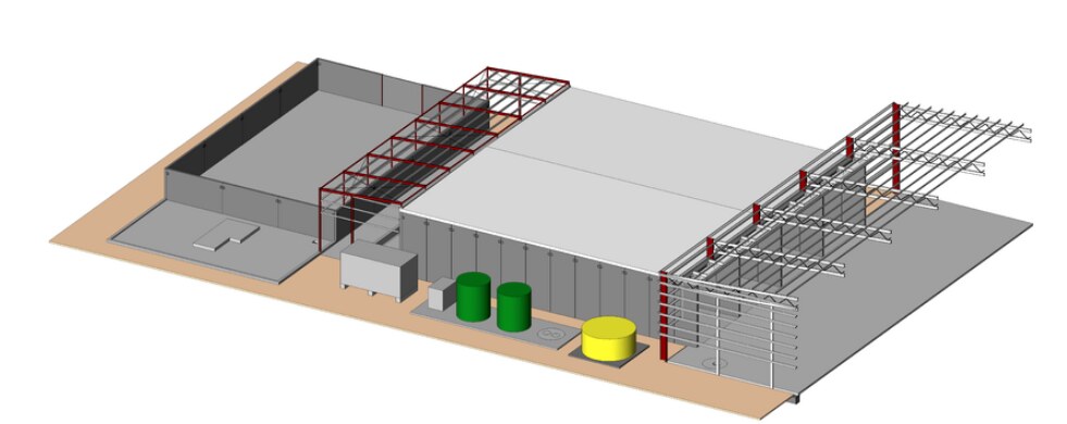 Bendigo Organics, Huntly: architectural render of the completed facility, designed in house by Silverfox Management